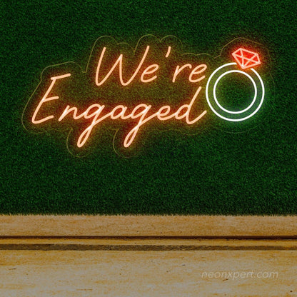 We're Engaged LED Neon Sign Large - Romantic Engagement Celebration Decor - NeonXpert
