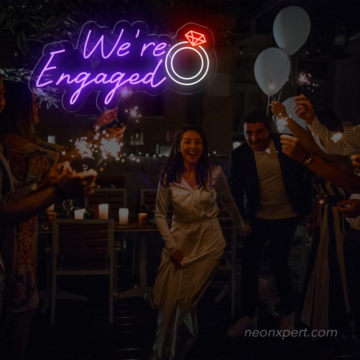 Engegment Led Sign We're Engaged LED Neon Sign Large - Romantic Engagement Celebration ...