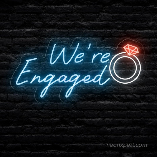 We're Engaged LED Neon Sign Large - Romantic Engagement Celebration Decor - NeonXpert