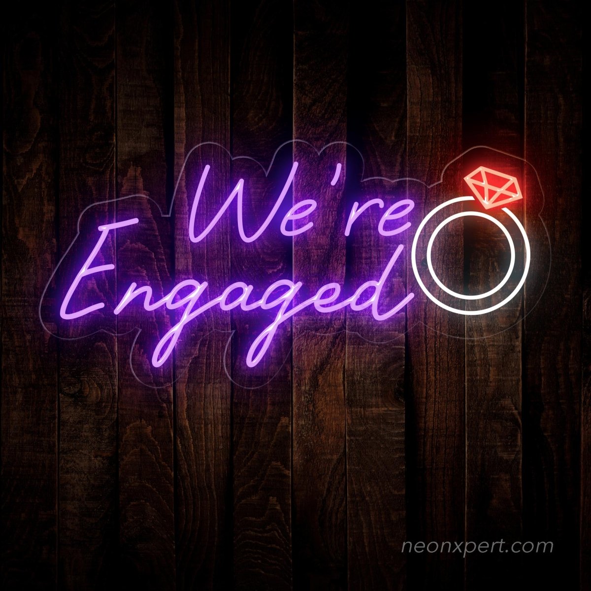 Engegment Led Sign We're Engaged LED Neon Sign Large - Romantic Engagement Celebration ...
