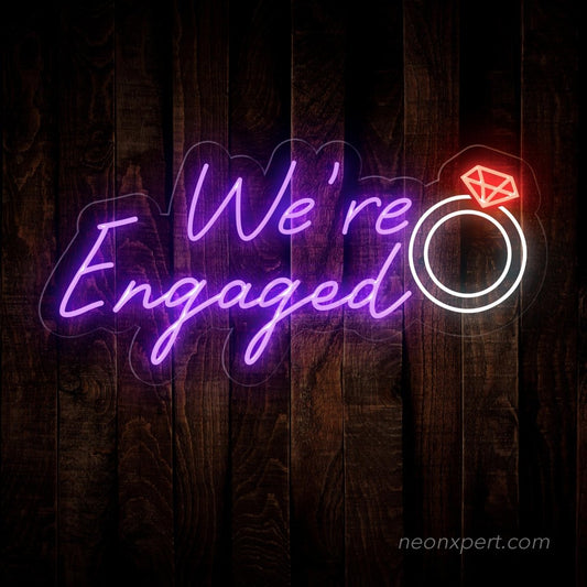 We're Engaged LED Neon Sign Large - Romantic Engagement Celebration Decor - NeonXpert