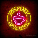 World's Best Cup Of Coffee Neon Sign - Cafe Decor - NeonXpert
