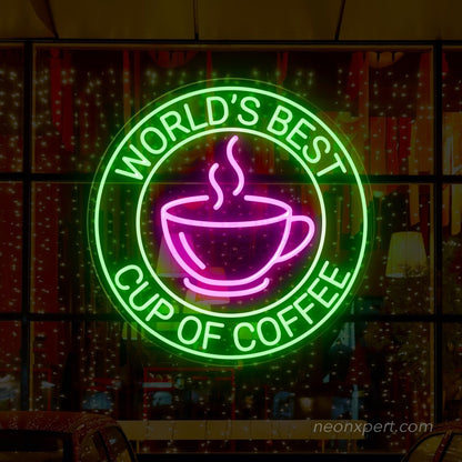 World's Best Cup Of Coffee Neon Sign - Cafe Decor - NeonXpert