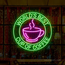 World's Best Cup Of Coffee Neon Sign - Cafe Decor - NeonXpert